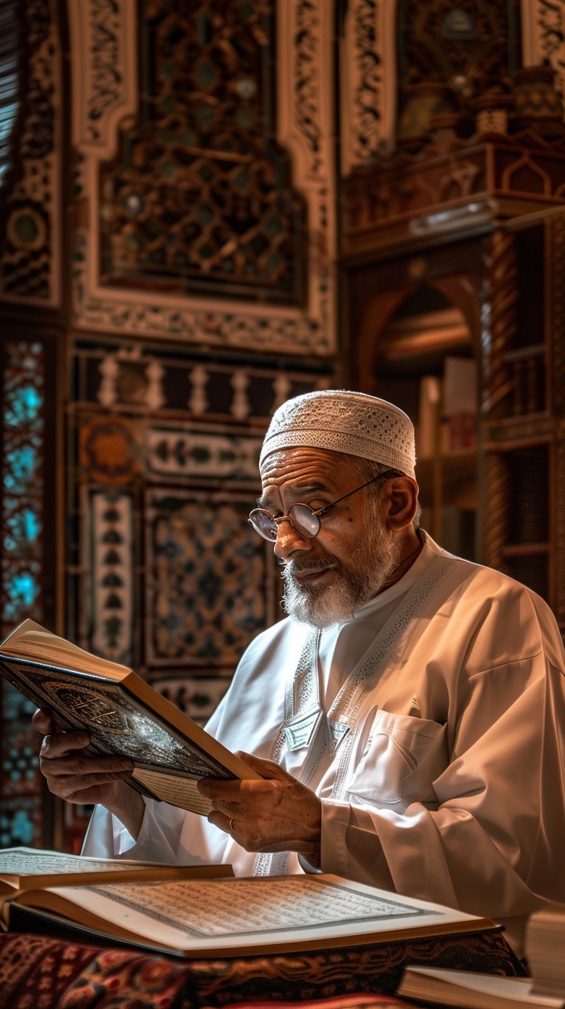 An Al-Azhar certified teacher reading the Holy Quran